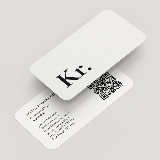 Carte De Visite Simple Monogramme Initiales Logo Blanc Moderne QR (Simple Monogram Initials Logo White Modern QR Business Card
)