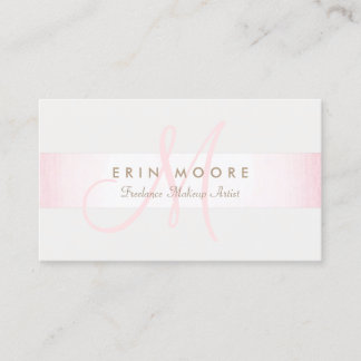 Carte De Visite Simple Monogramme Moderne rose rayé Salon de beaut