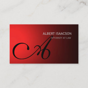 Carte de visite simple Monogramme rouge moderne