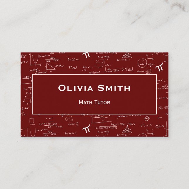 Carte De Visite Simple motif de formule de professeur de mathémati (Devant)
