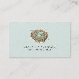 Carte De Visite Simple Nid d'Oiseau Élégant Professionnel Vert Men