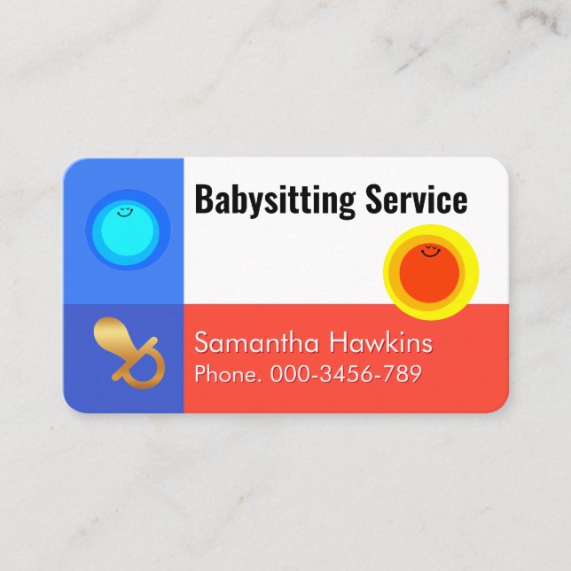 Carte De Visite Simple Night and Day Babysitting Service (Devant)