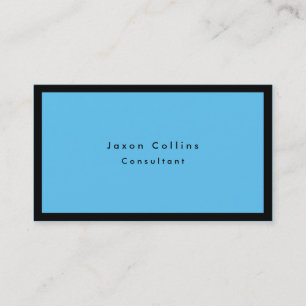 Carte De Visite Simple Noir Bordure Bleu Minimaliste Moderne