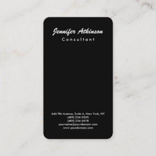 Carte De Visite Simple Noir Brush Script minimaliste Moderne