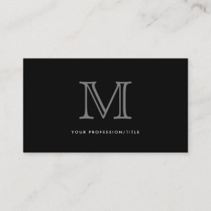 Carte De Visite Simple noir gris moderne typographie Monogramme