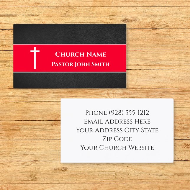 Carte De Visite Simple Noir Grunge Christian (Church Pastor BLACK Leather Christian Business Card
)