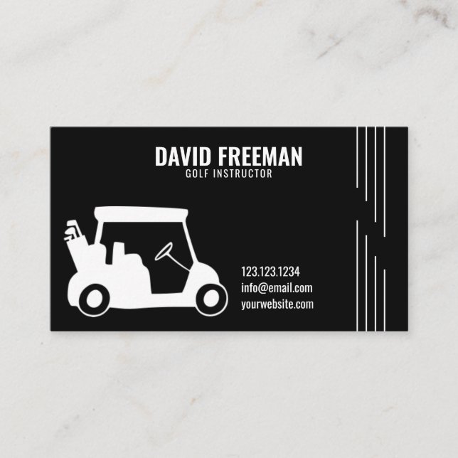 Carte De Visite Simple Panier Silhouette Noir instructeur de golf (Devant)
