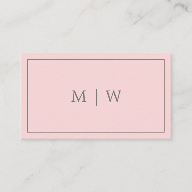 Carte De Visite Simple Pastel Rose Grey Deux premiers logo Monogra (Devant)