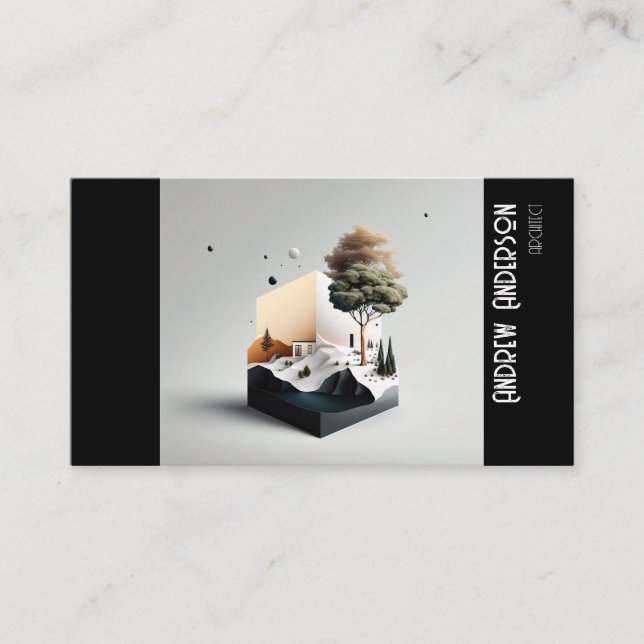 Carte De Visite Simple photo d'architecte noir gris (Devant)