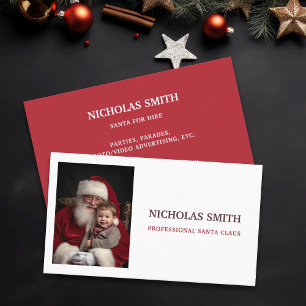 Carte De Visite Simple Photo de Père Noël Professionnel