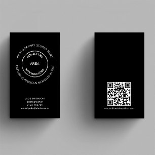 Carte De Visite Simple Photoshop Studio QR Code Logo Citation Noir