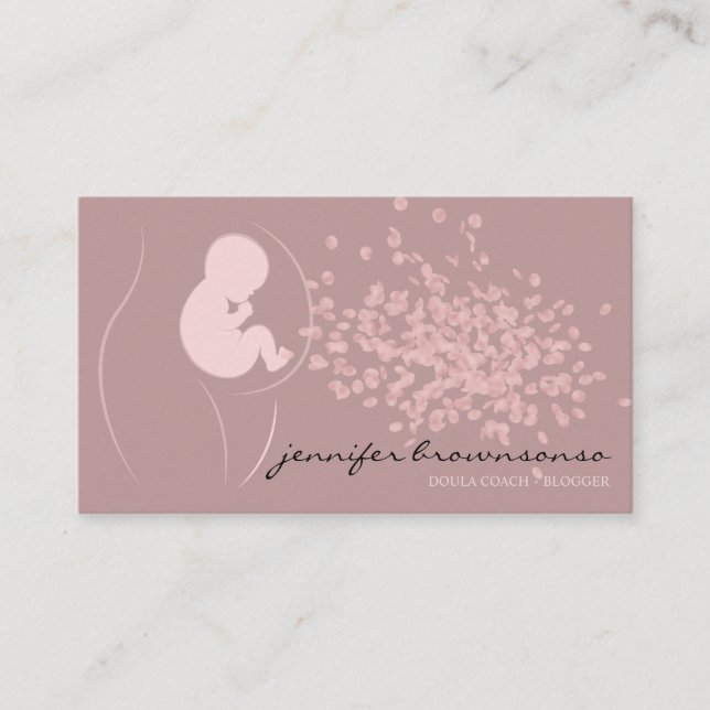 Carte De Visite Simple Pink Doula Coach de Naissance Enceinte (Devant)