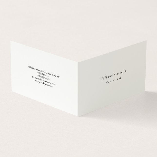 Carte De Visite Simple Plain Elegant Signature Cream Moderne (Extérieur)