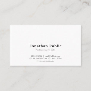 Carte De Visite Simple Plain Professionnel Moderne Élégant Blanc