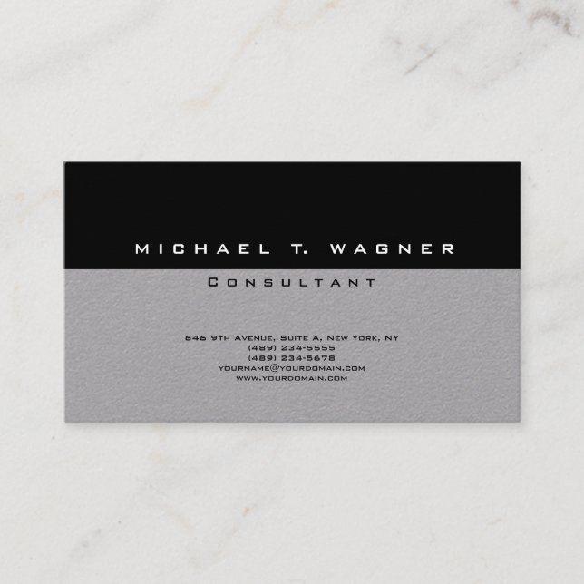 Carte De Visite Simple Plain Simple Black Grey tendance moderne (Devant)