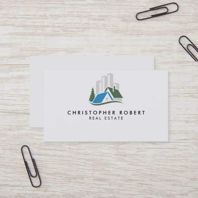 Carte de visite simple pour immobilier (Devant/Arrière en situation)