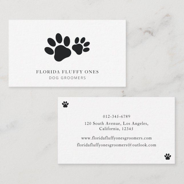 Carte de visite simple pour toiletteur de chien av (Devant / Derrière)