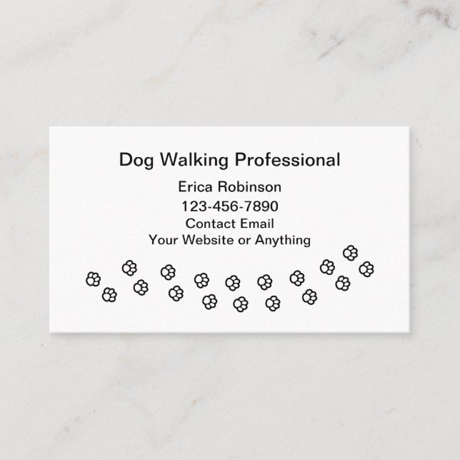 Carte De Visite Simple Professional Dog Walking Business Cards (Devant)