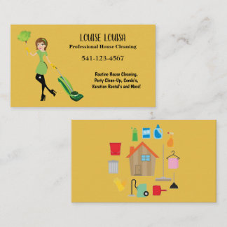 Carte De Visite Simple Professional House Cleaning Business Cards