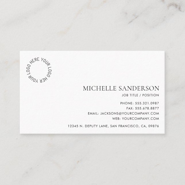 Carte De Visite Simple Professional Modern Minimalist Company Logo (Devant)