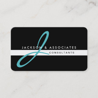 Carte De Visite Simple professionnel de monogramme turquoise