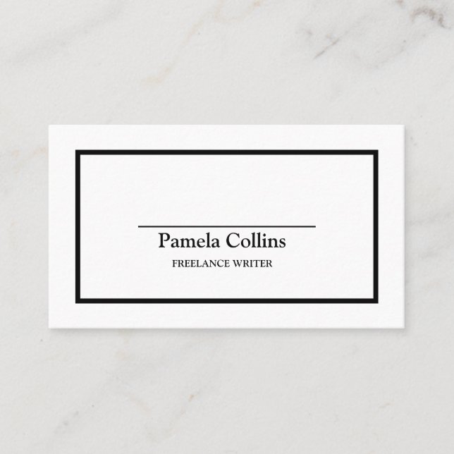 Carte De Visite Simple professionnel élégant noir et blanc (Devant)