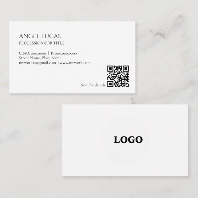 Carte De Visite Simple professionnel minimaliste (Devant / Derrière)