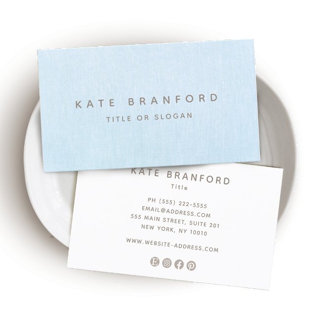 Carte De Visite Simple Professionnel Moderne Pastel Blue (Créateur téléchargé)