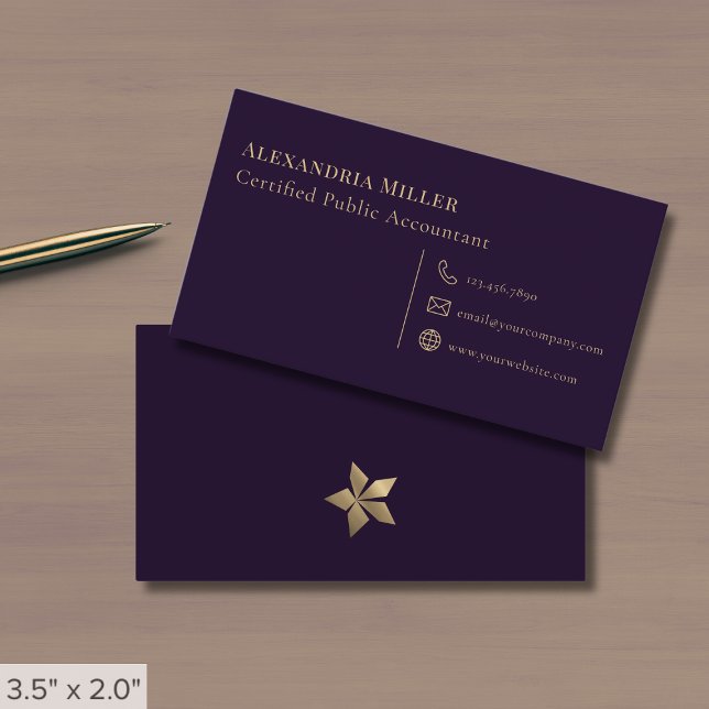 Carte De Visite Simple Professionnel Purple (Créateur téléchargé)