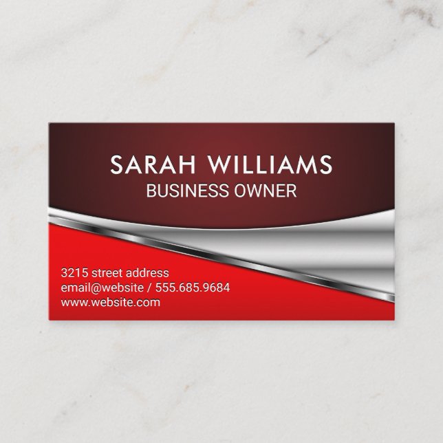 Carte De Visite Simple professionnel Red Metallic (Devant)