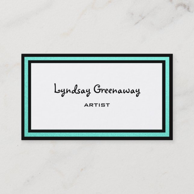 Carte De Visite Simple professionnel Turquoise noir et blanc (Devant)