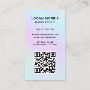 Carte De Visite Simple QR Code Pastel Holotel Moderne