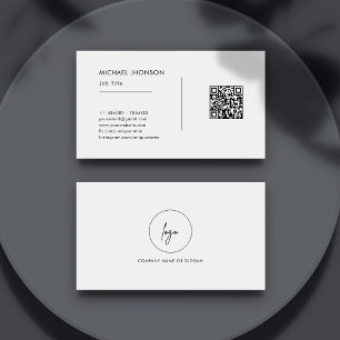 Carte De Visite Simple Qr Code Social Media Logo Blanc