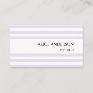 Carte De Visite Simple Rayures Pastel Lavande Chic Minimaliste