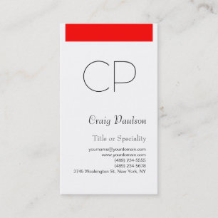 Carte de visite simple Red White Monogram Consulta