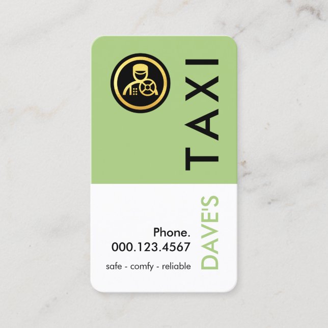Carte De Visite Simple Retro Green Taxi Layer (Devant)
