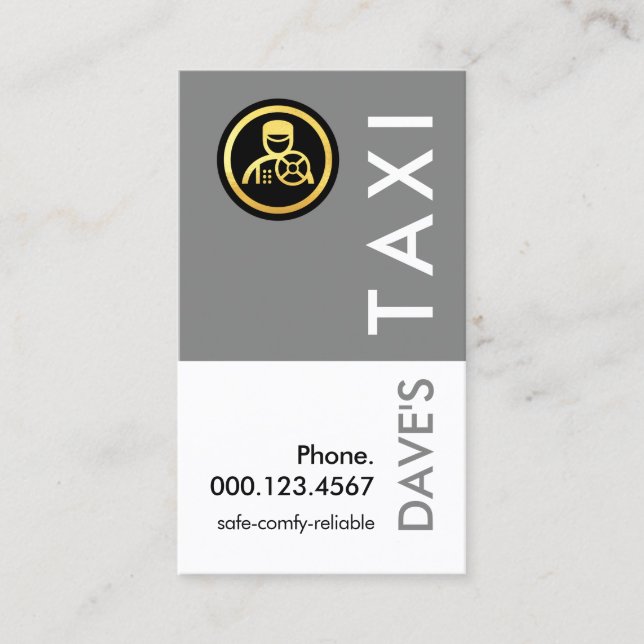 Carte De Visite Simple Retro Grey Taxi Layer (Devant)