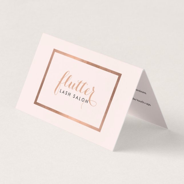 Carte De Visite Simple Rose Gold Lash Salon Logo Pink Afcare (Devant)