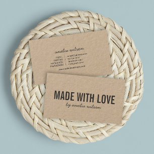 Carte De Visite Simple Rustique Fabriqué Avec Amour Médias Sociaux