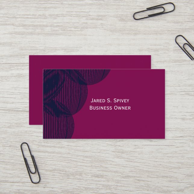 Carte De Visite Simple Sage moderne violet et noir (Devant/Arrière en situation)