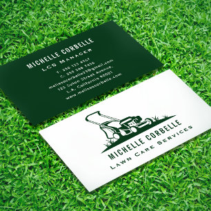 Carte De Visite Simple Service de Jardin Moderne Vert & Blanc