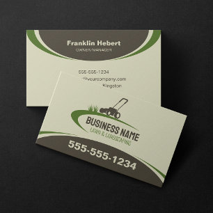 Carte De Visite Simple Service de paysagisme de pelouse vert brun