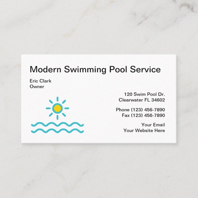 Carte De Visite Simple service de piscine (Devant)