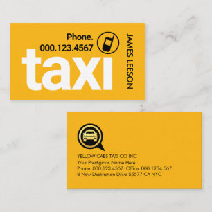 Carte De Visite Simple Service de Taxi Minimaliste Jaune