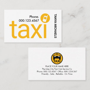 Carte De Visite Simple Service de Taxi Minimaliste Jaune