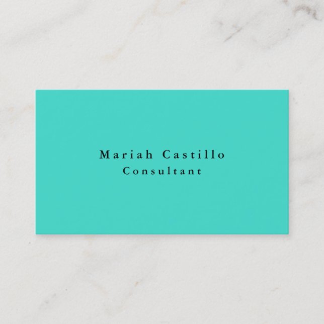 Carte De Visite Simple simple clair élégant Turquoise bleu minimal (Devant)