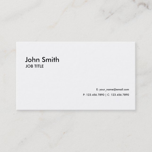 Carte De Visite Simple simple moderne élégant professionnel blanc (Devant)