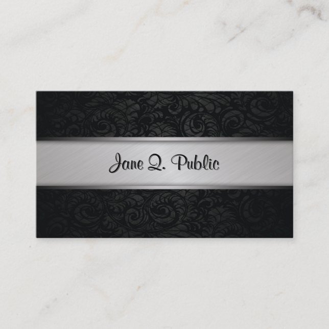 Carte De Visite Simple simple noir moderne élégant professionnel (Devant)
