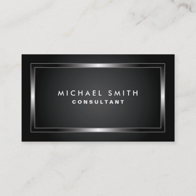 Carte De Visite Simple simple noir moderne élégant professionnel (Devant)