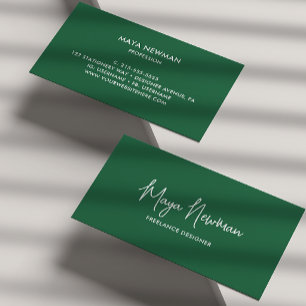 CARTE DE VISITE SIMPLE SOMBRE VERT SIGNATURE NOM PROFESSIONNEL